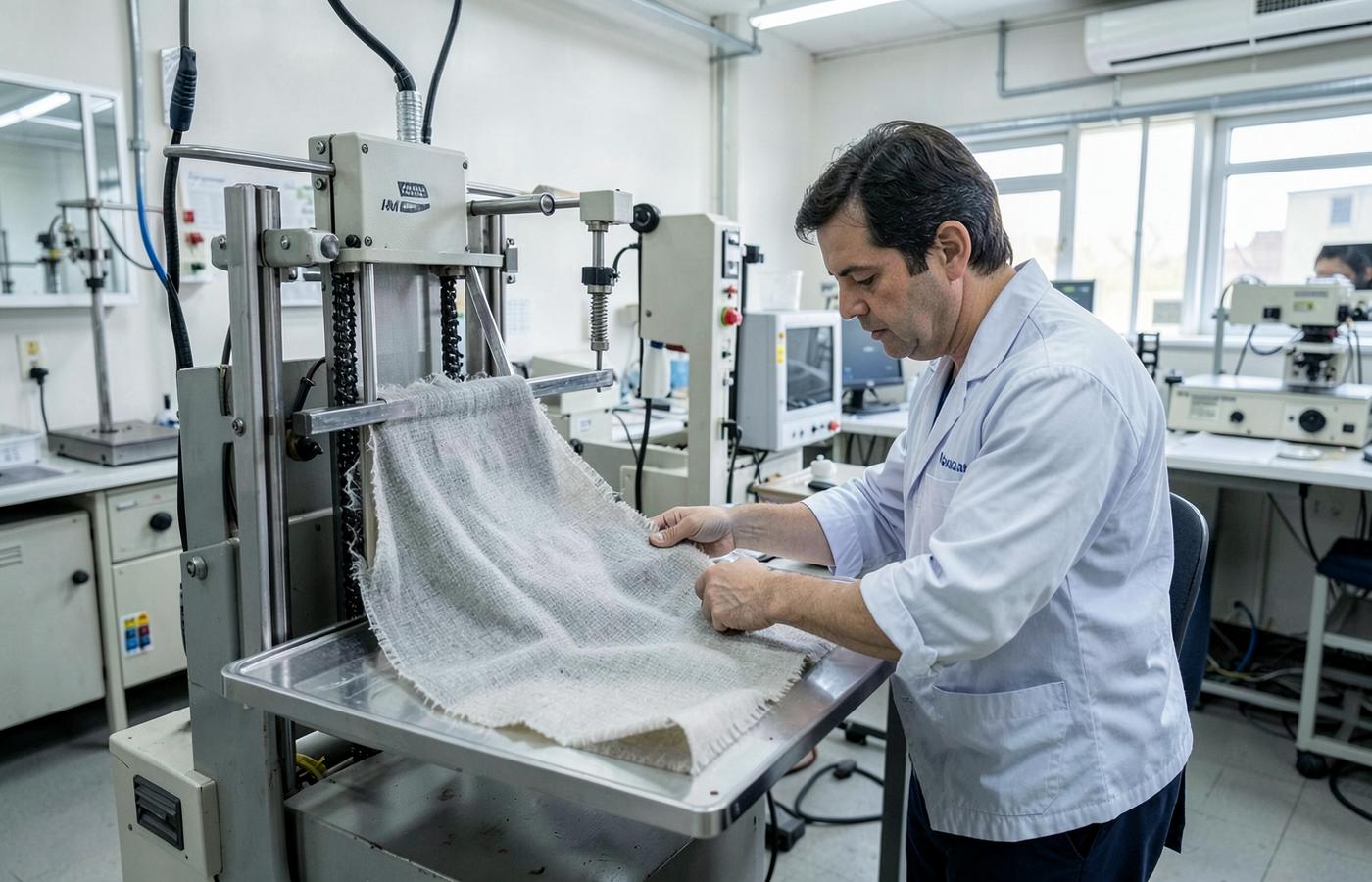 Fabric testing in the Le Merite laboratory